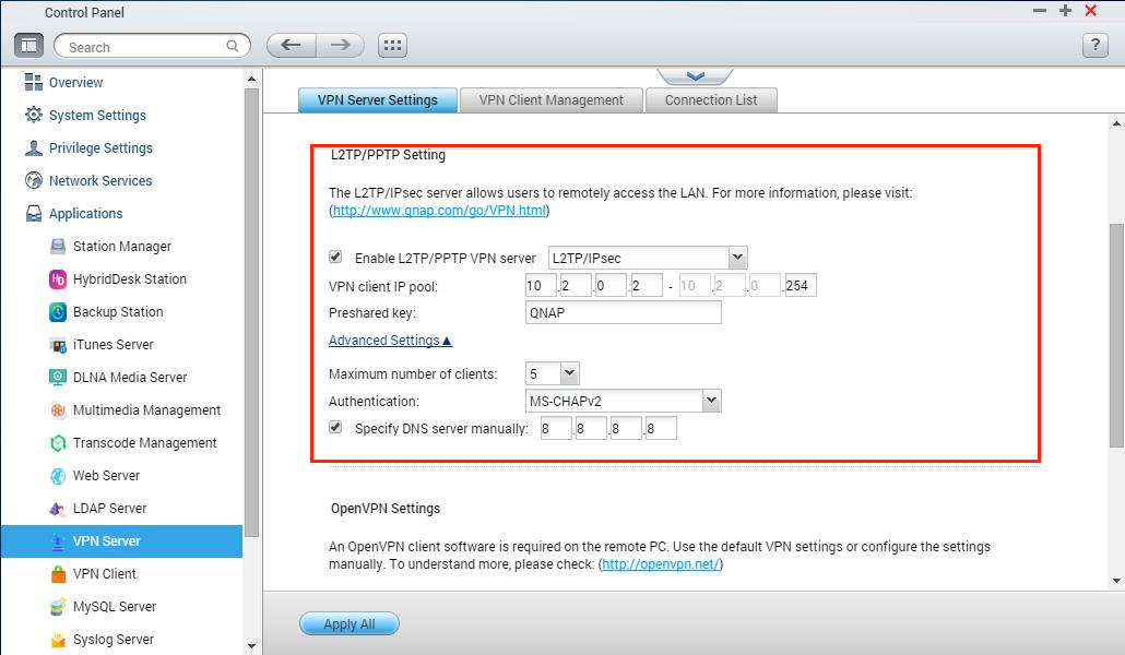 tunnelblick set dns server