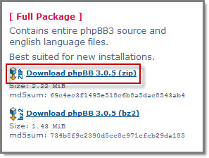 Download the phpBB3 install package