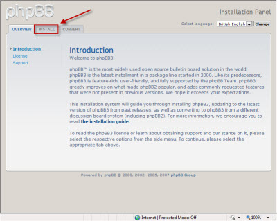 phpBB3 web-based installation