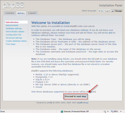 phpBB3 - Welcome to installation