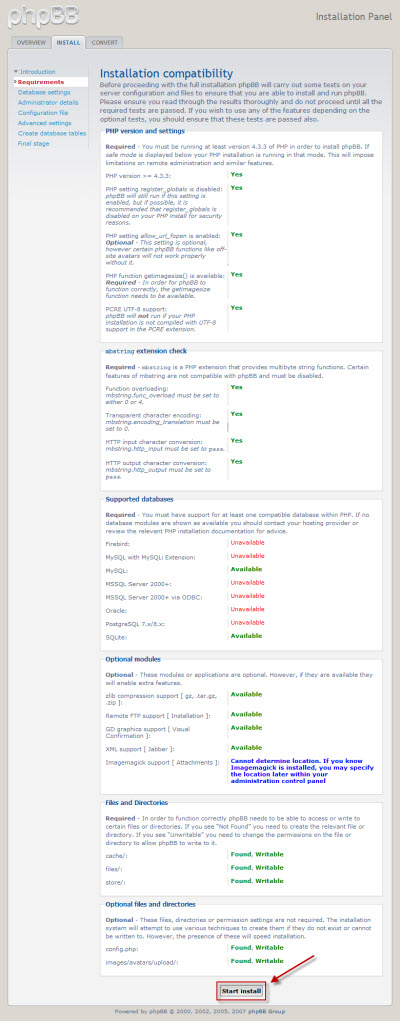 phpBB3 - Installation compatibility