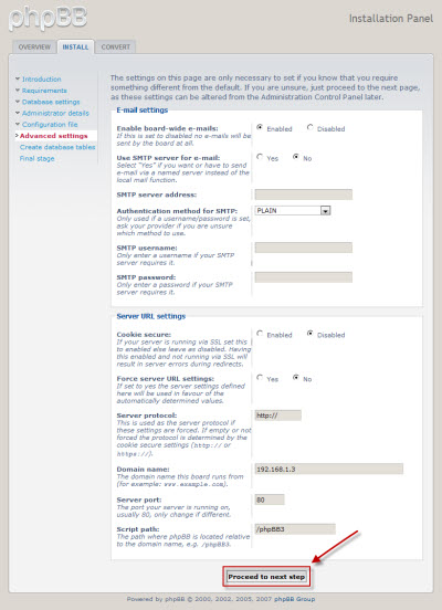 phpBB3 advanced settings