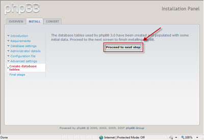 phpBB3 create database tables