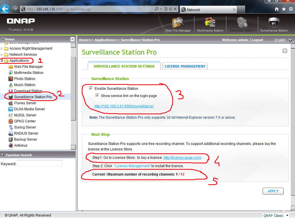 synology surveillance licence