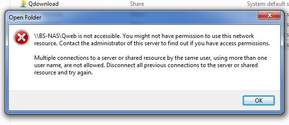 You might not have permission to use this network. Contact administrator of this server to find out if you have access permissions | Qnap Advanced Support