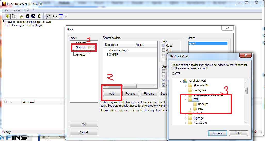 setup filezilla server with isolated users