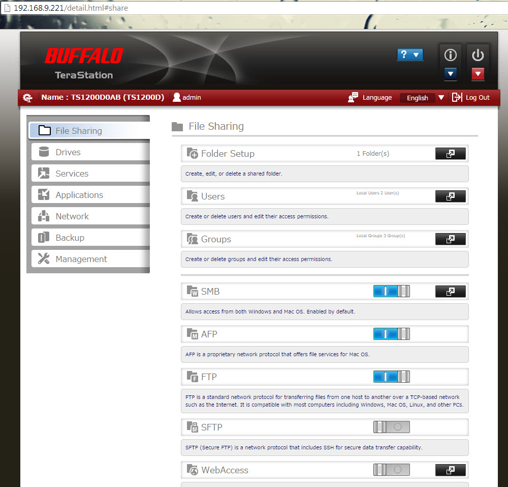 Buffalo nas ftp server