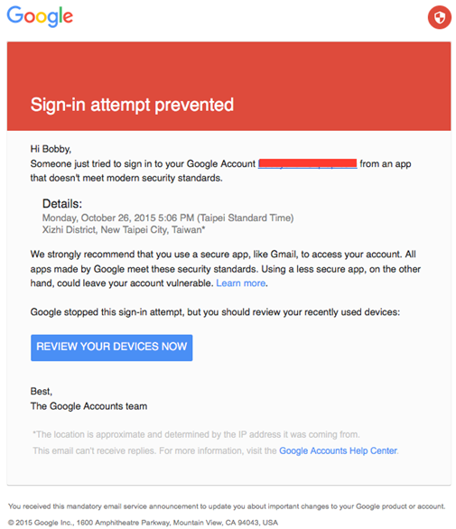 gmail security certificate error