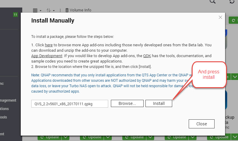 Qnap manual app install 4